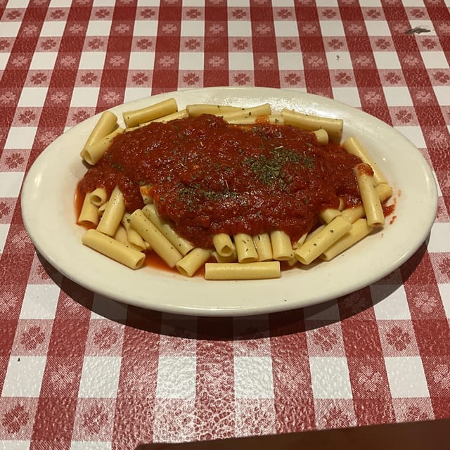 Ziti with Marinara Sauce.